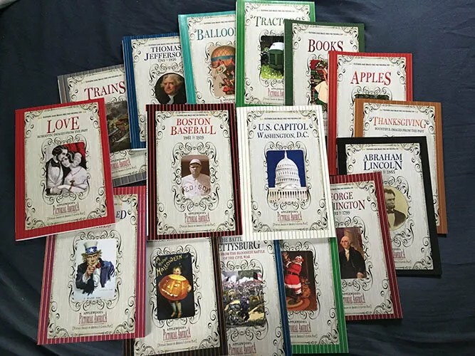 The 16 Pictorial America books fanned out, showing their covers