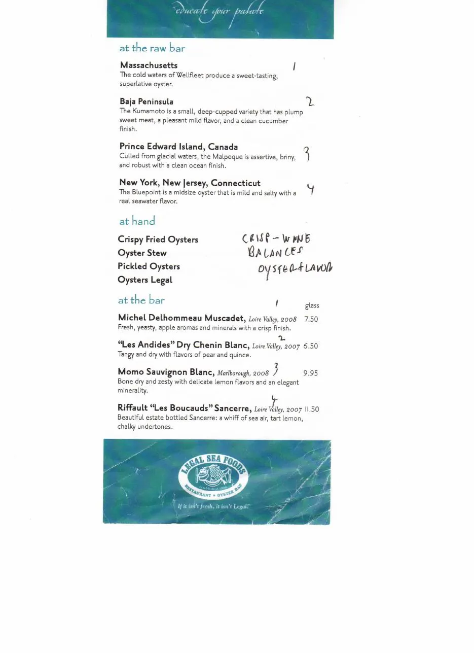 Oyster Tasting Class, page 2