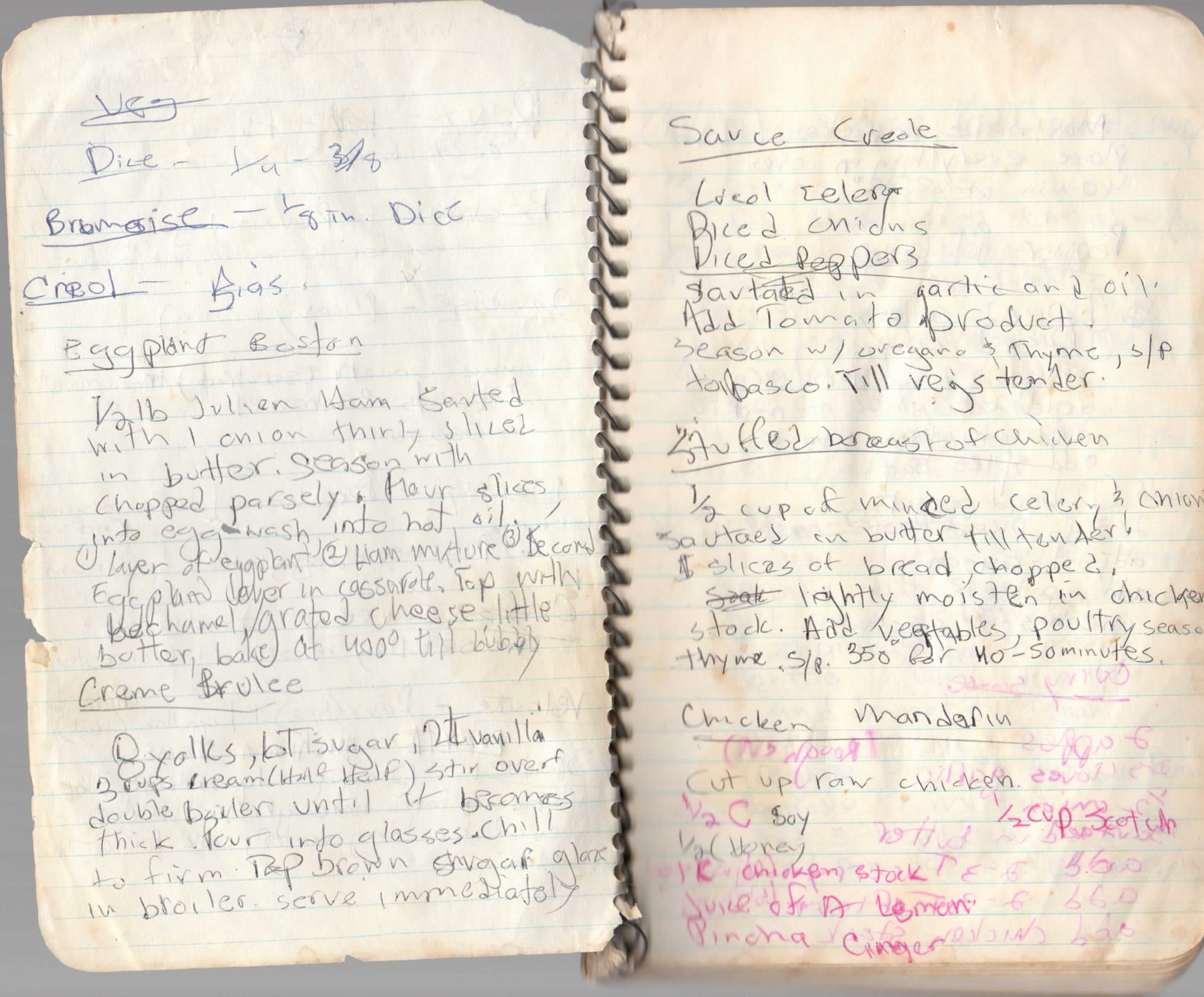 Handwritten notebook page 3, showing Stuffed Breast of Chicken