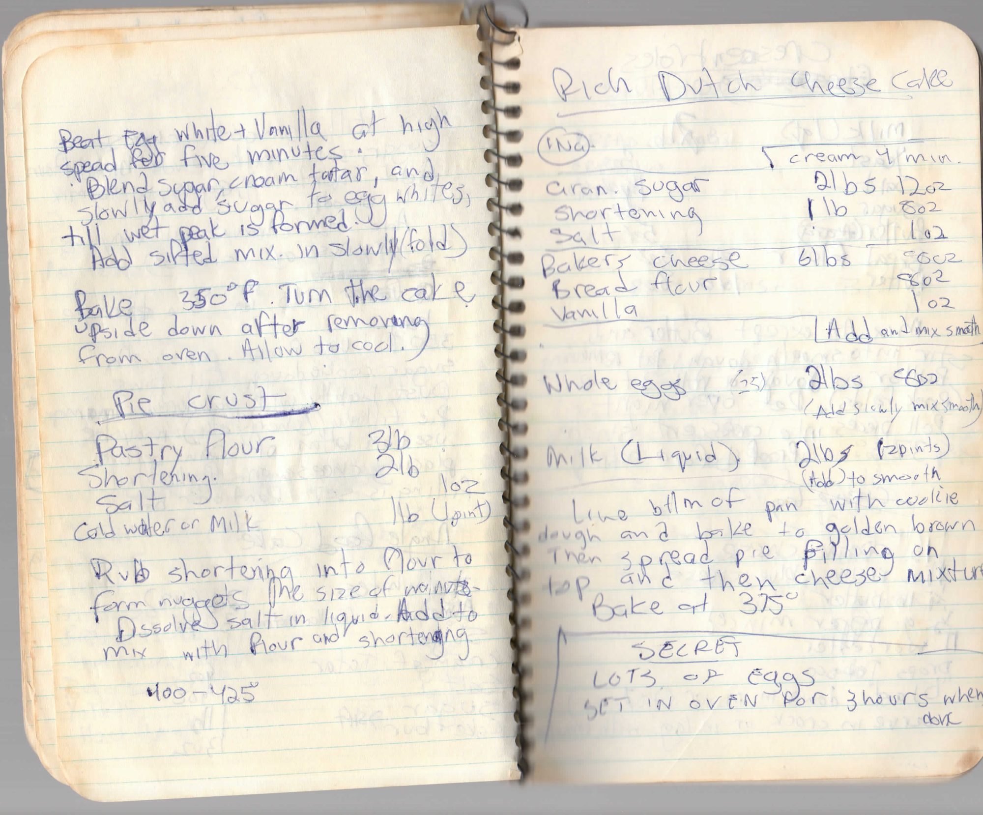 Handwritten notebook page 20, showing Pie Crust