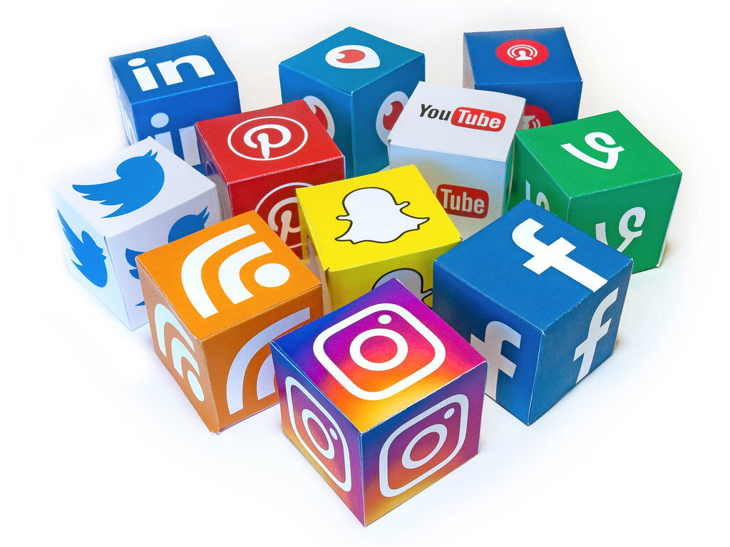 Social media app icons on cubes