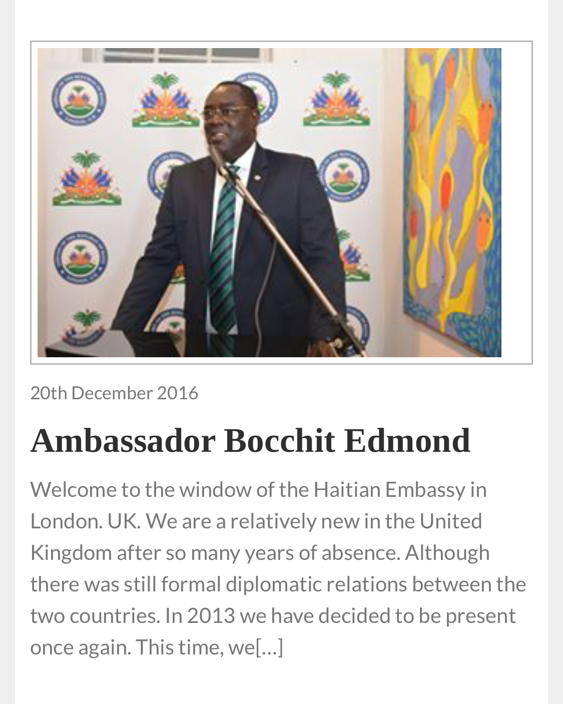 Haiti and the UK only established relations in 2012