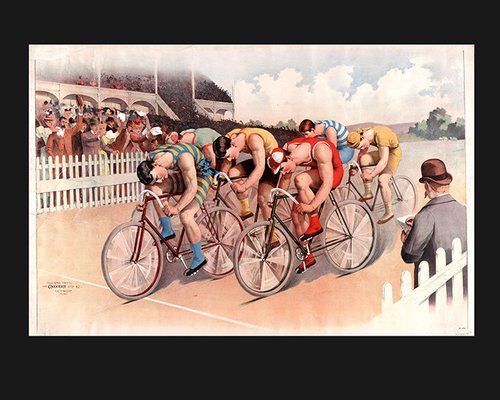 Illustration of racing cyclists on a track