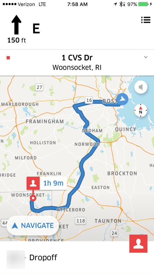 Navigation to CVS headquarters in Woonsocket, RI, 1 h 9 min away