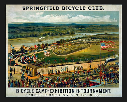 Springfield Bicycle Club camp, exhibition and tournament poster, 1883