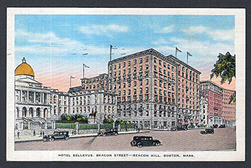 Old postcard of the Hotel Bellevue on Beacon Hill