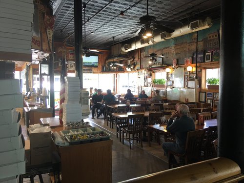 Dining room of a pizza restaurant