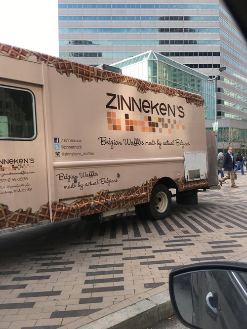 Zinneken's Belgian waffle truck parked downtown
