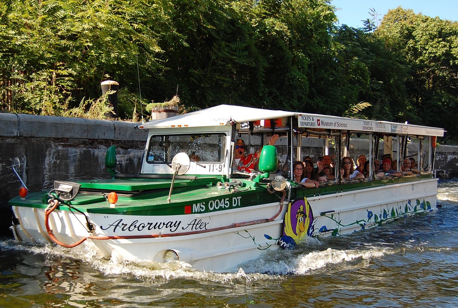 Boston Duck Tours amphibious vehicle in the water