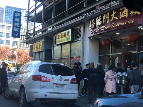 Line of people outside a Chinatown restaurant