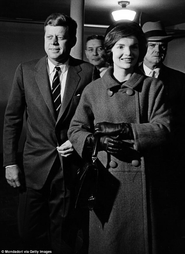 John and Jacqueline Kennedy arriving to vote