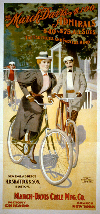 March-Davis Admirals bicycle poster with two riders