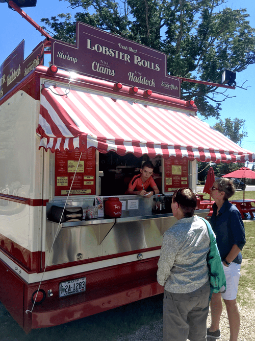 Customers ordering at the Lobster Rolls food truck