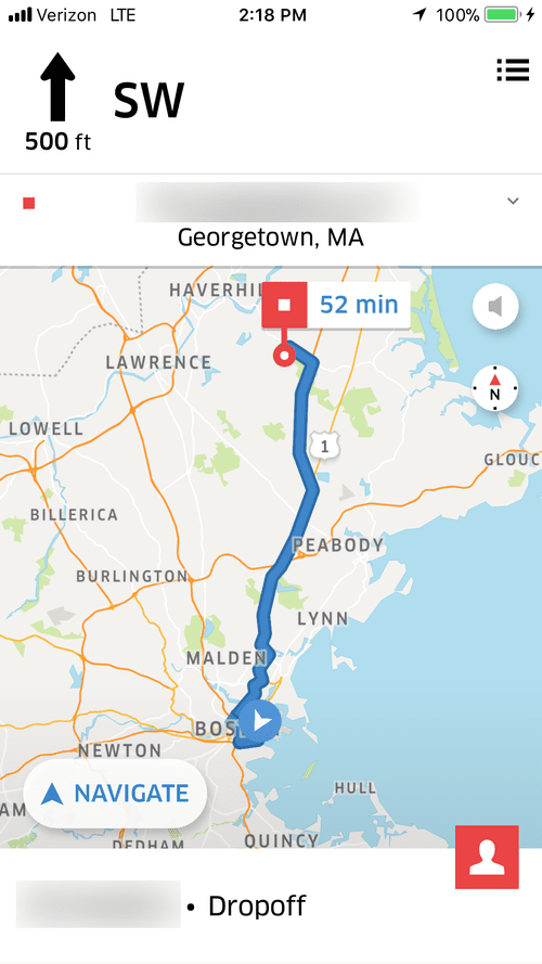 Navigation to Georgetown, MA, 52 minutes away