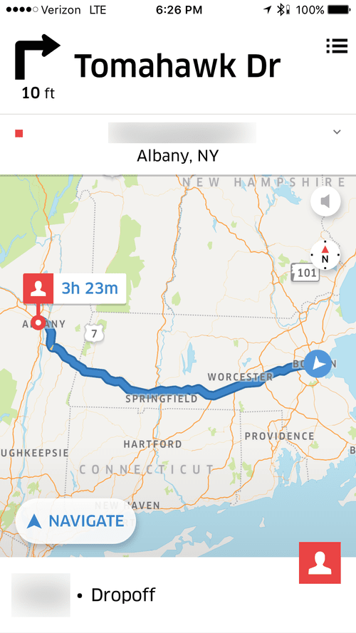 Navigation to Albany, NY, 3 h 23 min away