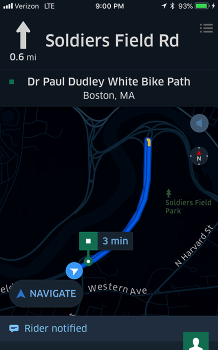 Navigation to the Dr. Paul Dudley White Bike Path, 3 minutes away