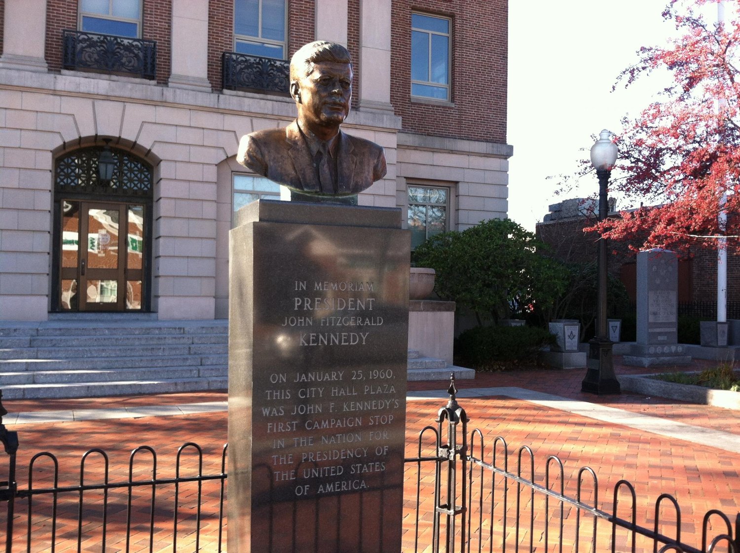 Bust of John F. Kennedy at Nashua City Hall plaza