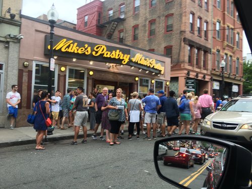 Crowd outside Mike's Pastry in the North End