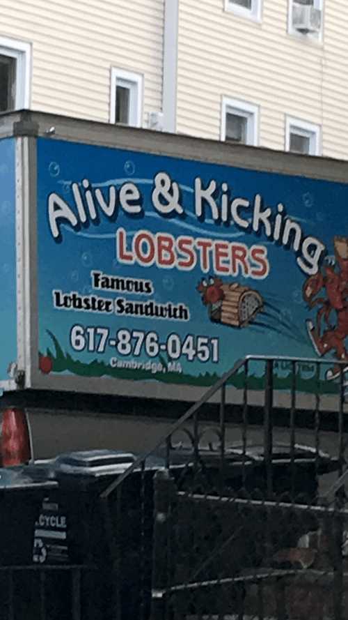 "Alive & Kicking Lobsters" truck in Cambridge, MA