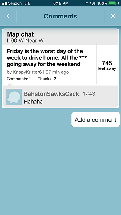 Waze comments: "Friday is the worst day of the week to drive home"