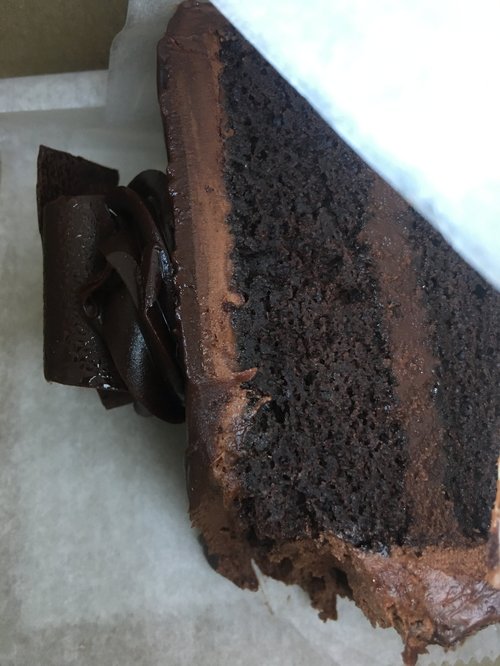Slice of chocolate layer cake